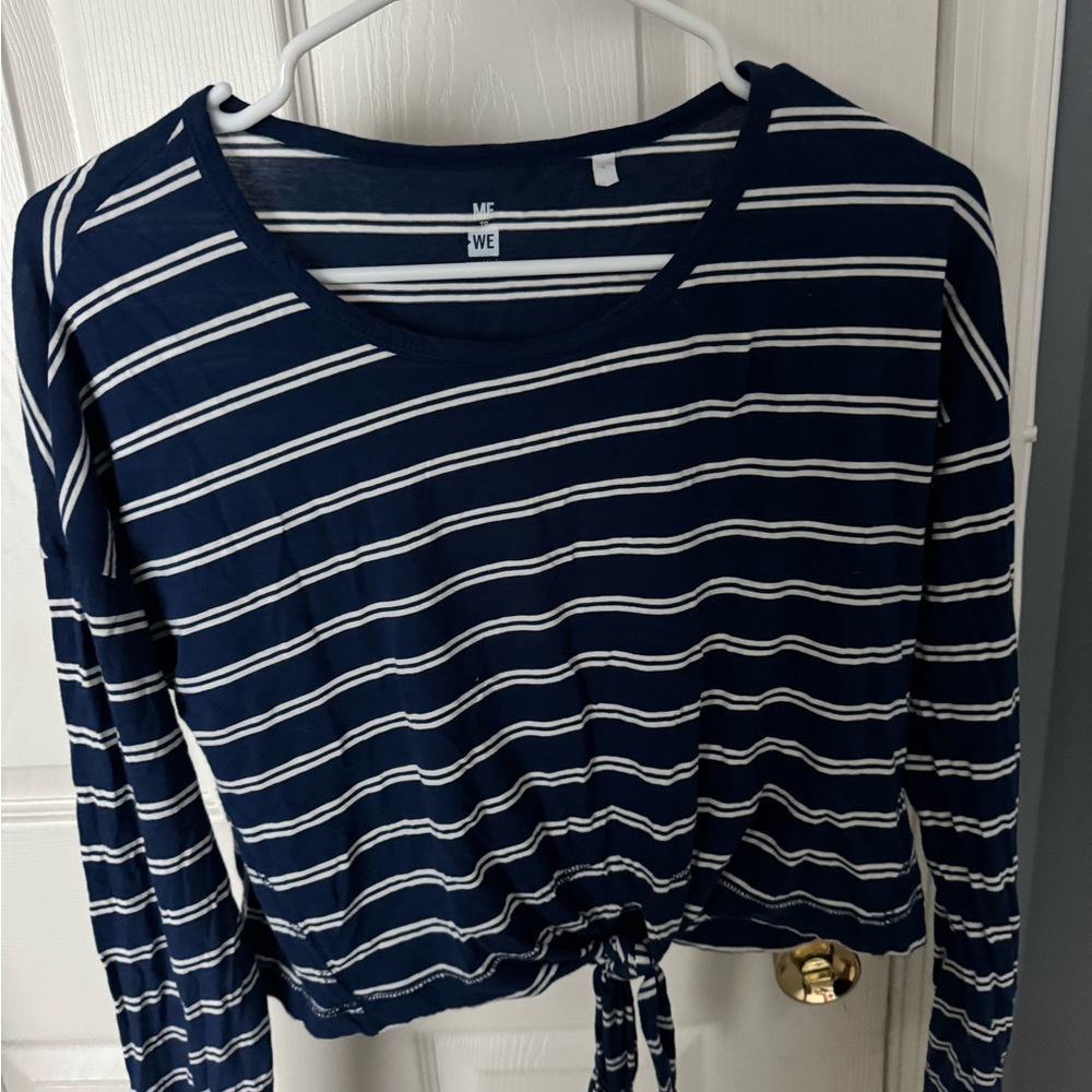 Me to We Navy and White Striped Long Sleeve Top